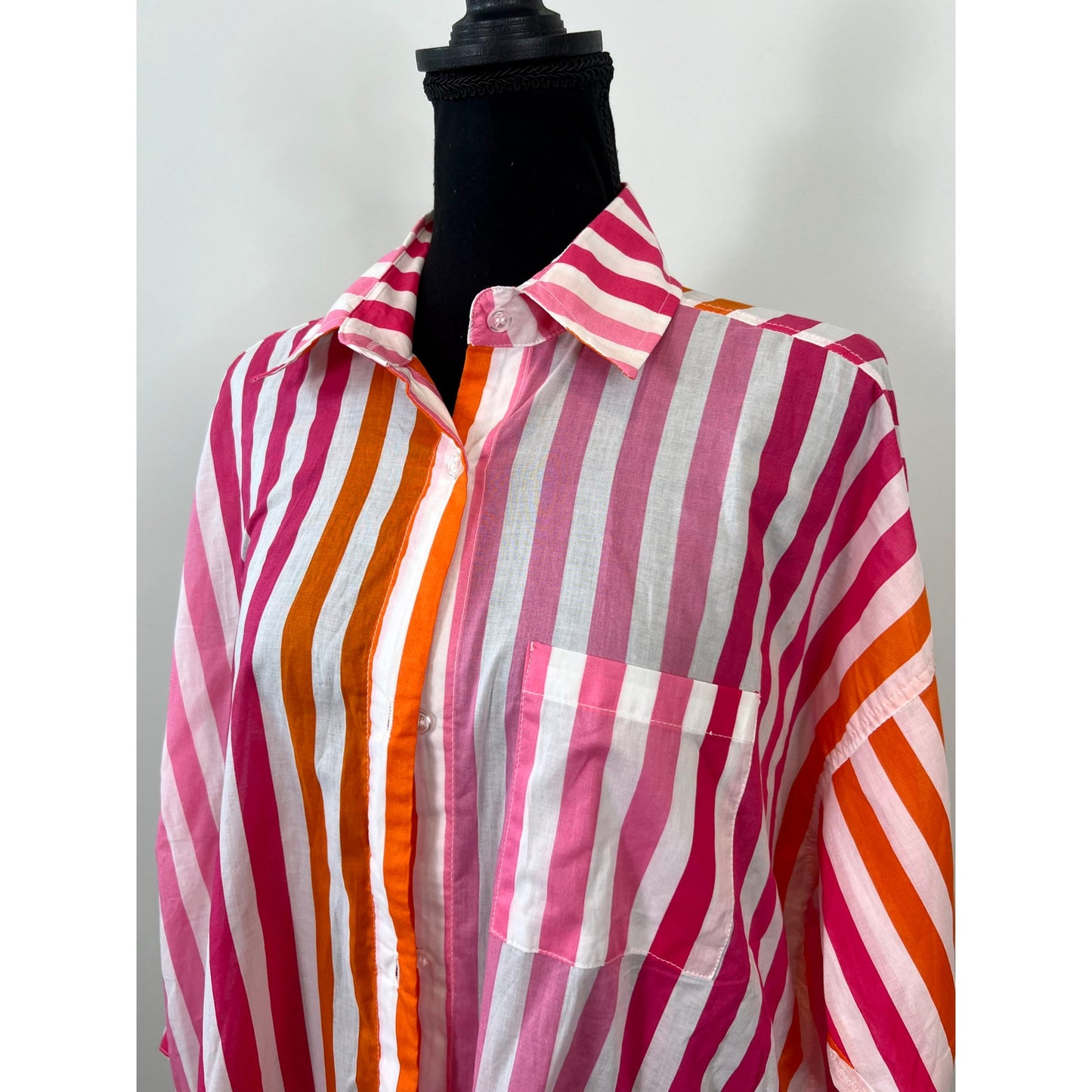 Beach Riot Alexa Top in Sunset Stripes Size S/M Button Front Long Sleeve Beach