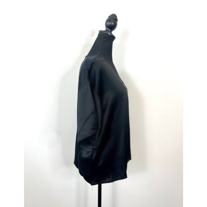 By Malene Birger Pilavis Blouse in Black Size 32 Satin Short Sleeve Scoop Neck