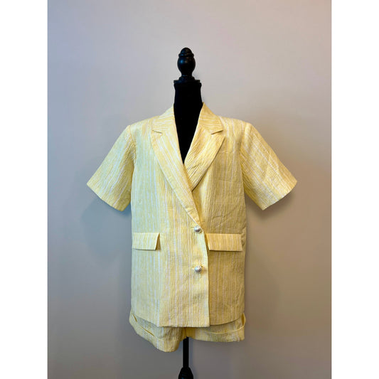 Cras Free People Sadie Suit Set in Yellow Size 42 Textured Relaxed Fit Party