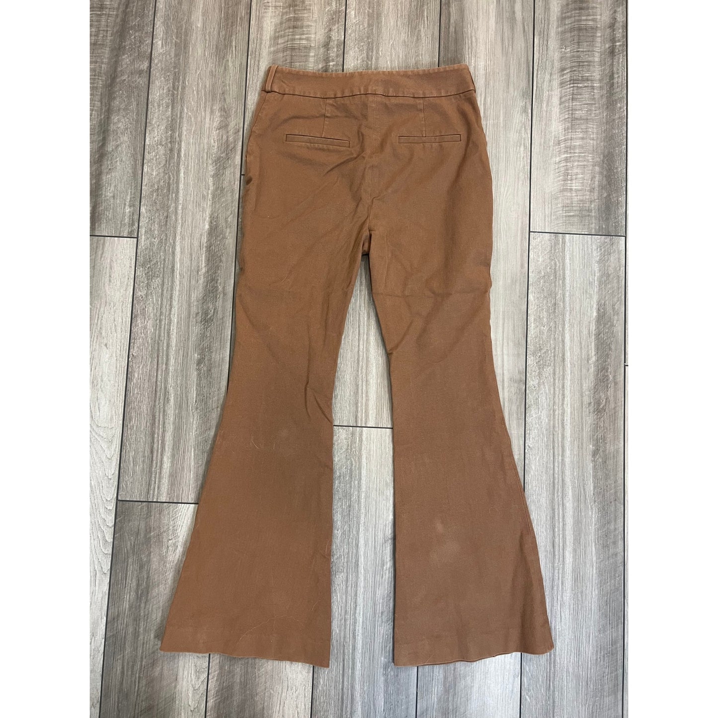 Veronica Beard Pants in Cognac Brown Size 10 Zip Fly Flare Leg Stretch Cotton