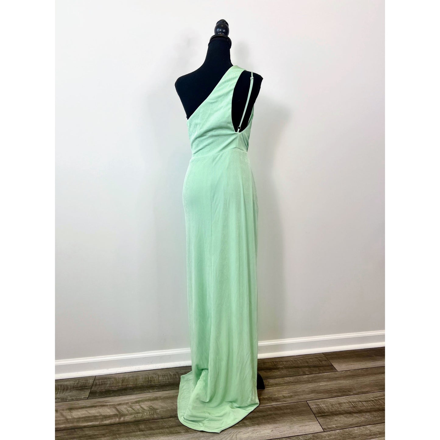 Katie May A Cut Above Gown Maxi Dress Seagreen Small One Shoulder Stretch Lined