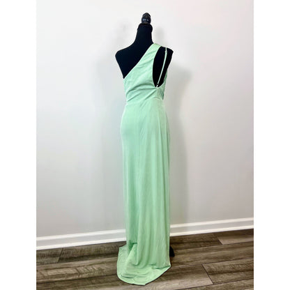 Katie May A Cut Above Gown Maxi Dress Seagreen Small One Shoulder Stretch Lined