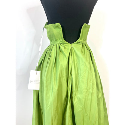 Mac Duggal Faille Midi Dress in Pear Green Sz 0 Strapless A-Line Party Cocktail