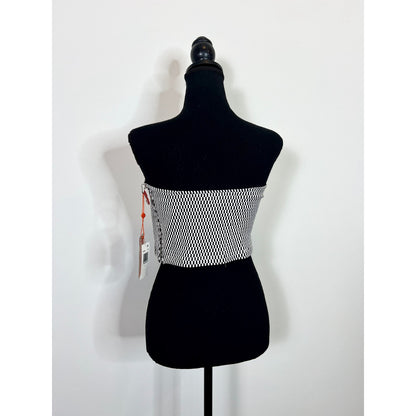 Simon Miller Tube Top in Black/White Checkered Large Strapless Side Zip Party