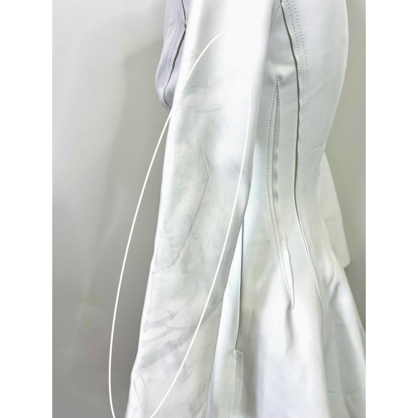 Norma Kamali Off Shoulder Grace Mini Dress in White Leather Size S/36 Lined