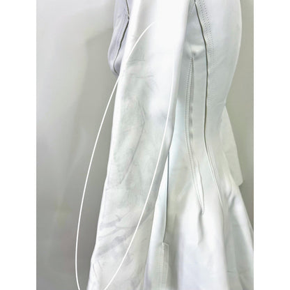 Norma Kamali Off Shoulder Grace Mini Dress in White Leather Size S/36 Lined