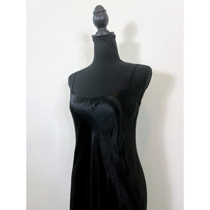 Vince Satin Slip Midi Dress in Black Size XS Sleeveless Pullover Unlined