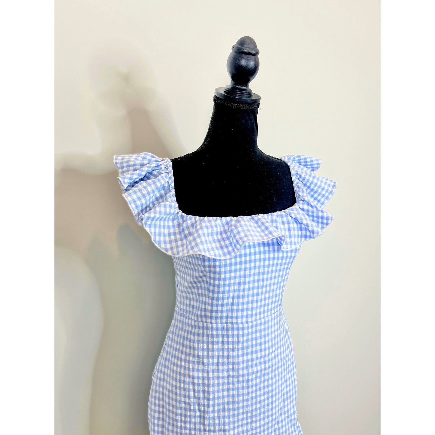 Majorelle Daze Away Mini Dress Small Blue/White Plaid Checkered Gingham Lined