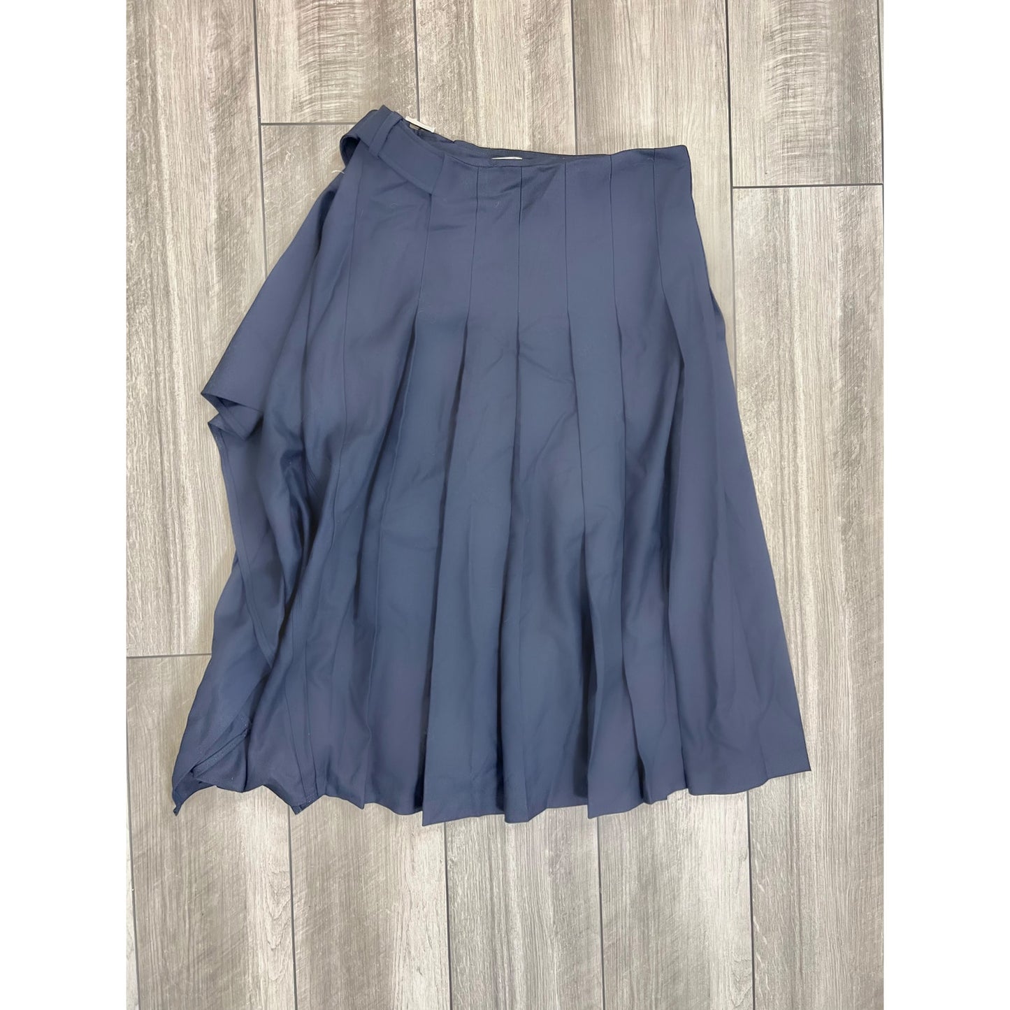 A.L.C. Wayland Pleated Midi Skirt in Navy Blue Size 4 Handkerchief Wool Blend