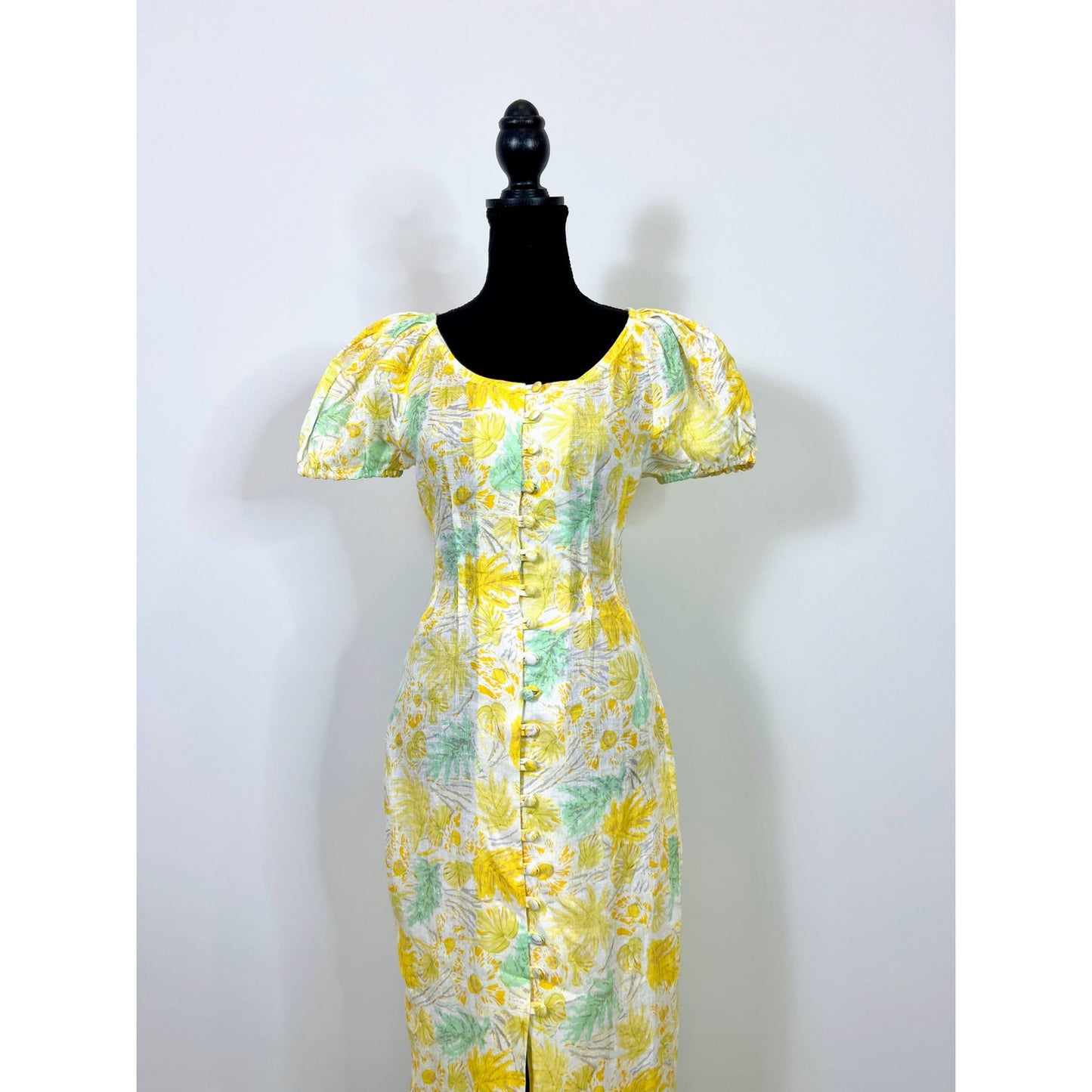 Cult Gaia Charlotte Dress in Yellow Size XS Midi Floral Print Button Front Party