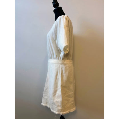 Pilcro Anthropologie Denim Skirt & Knit Tee Mini Dress in White Size 10 Cotton