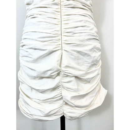 Zara Women's Off White Draped Linen Blend Mini Dress Large Ruffle Sleeveless