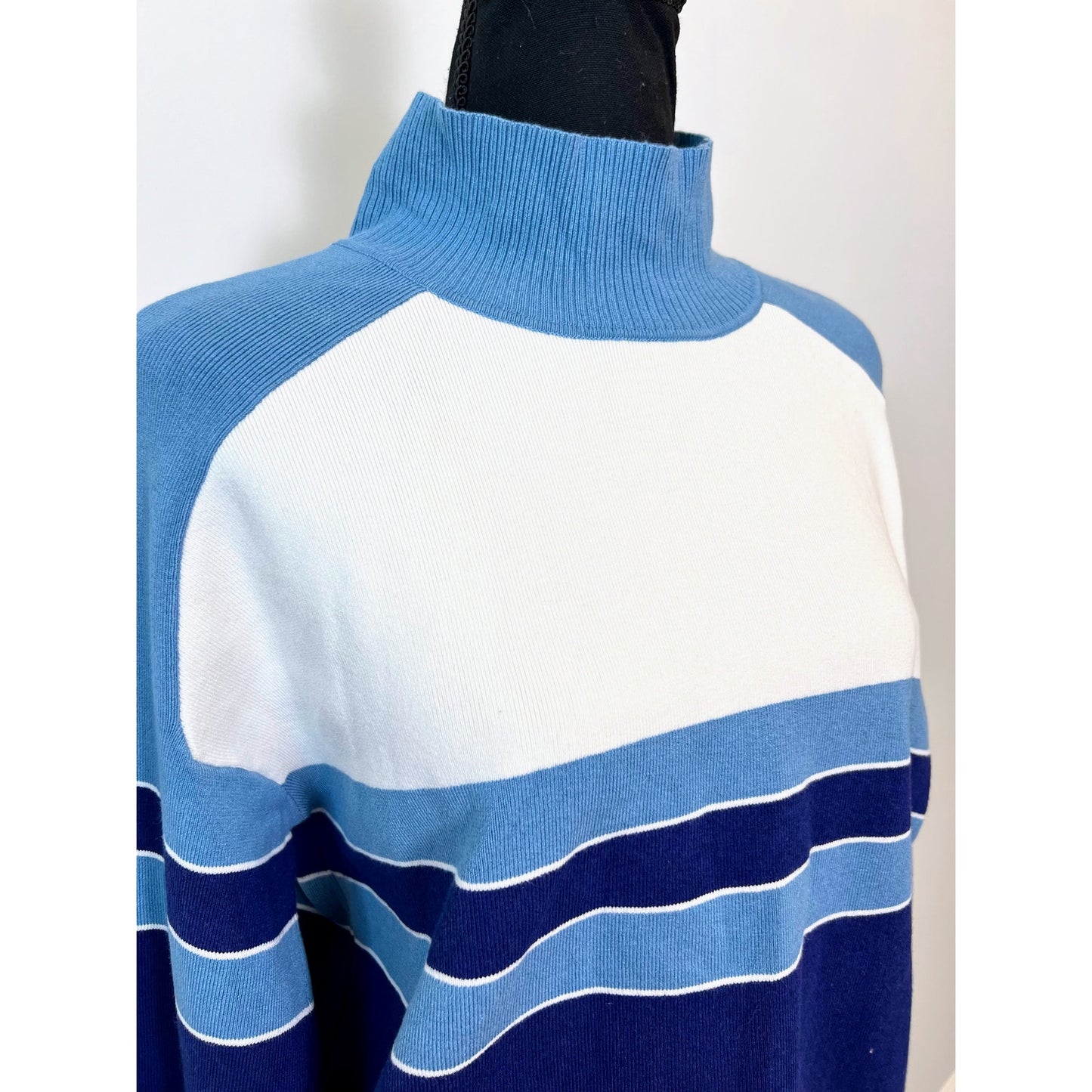 Free People Here & Now Top in Blue/White Size XS Long Sleeve Ribbed Turtleneck