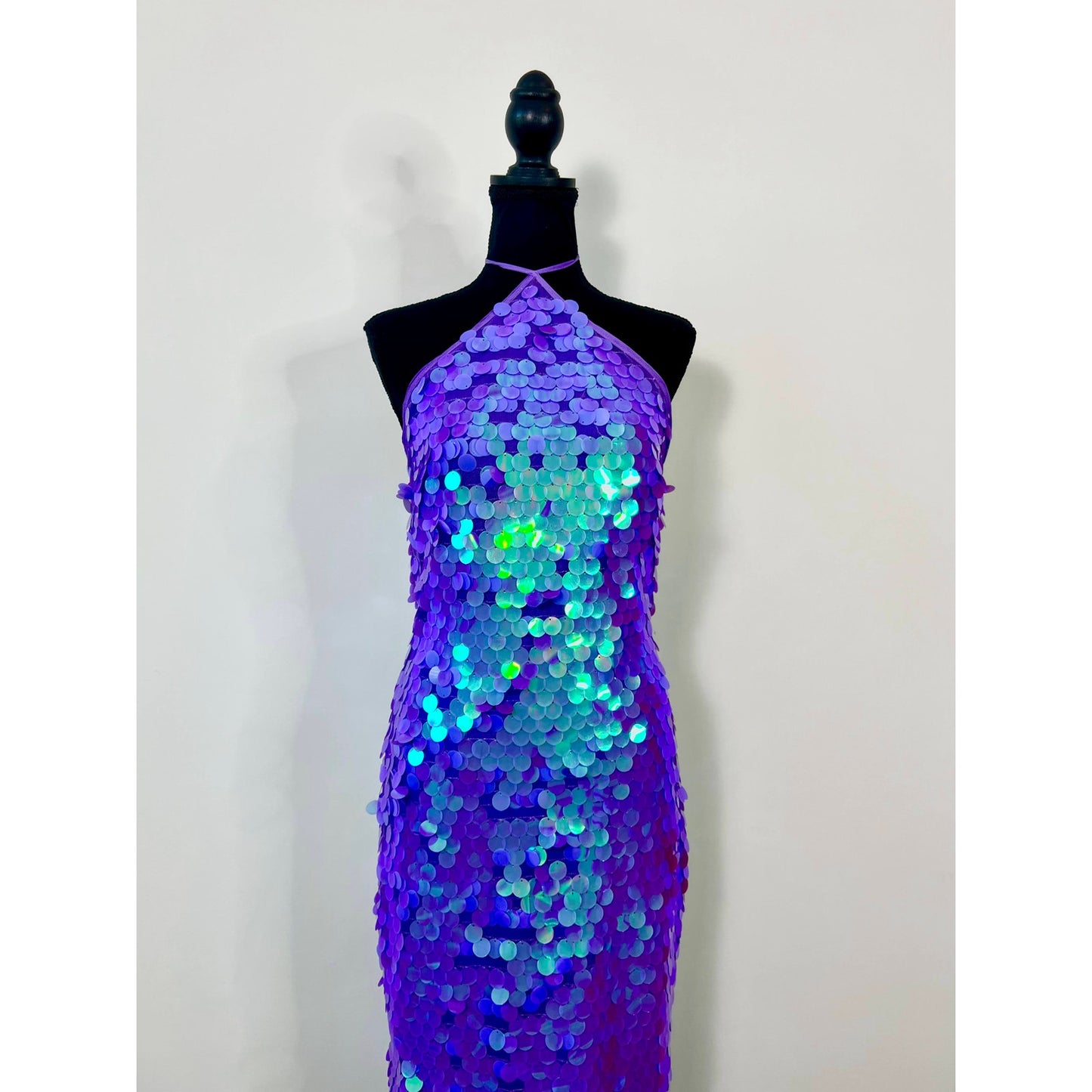 New Arrivals Blanca Es Paradis Dress Purple Sz 40/8 Maxi Halterneck Sequin Party