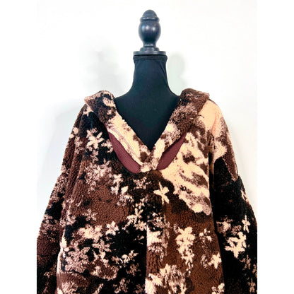 Free People Rosie Printed Fleece Jacket in Brown Size XL Sherpa Outdoor Winter