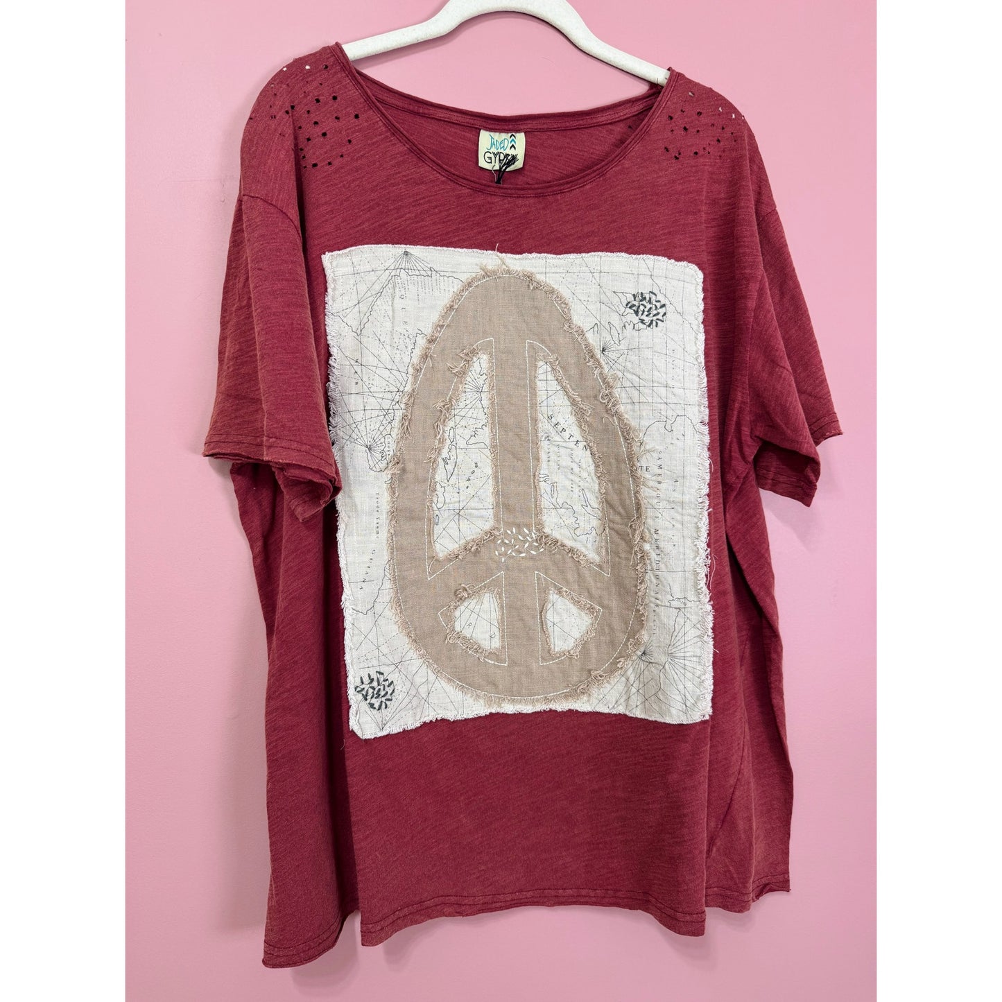Jaded Gypsy Tattered Tee Red Size Small/Medium