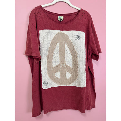Jaded Gypsy Tattered Tee Red Size Small/Medium