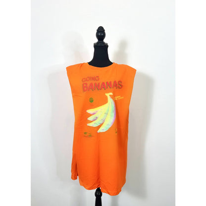 FARM Rio Going Bananas T-Shirt Dress in Orange Medium Sleeveless Cotton Boho