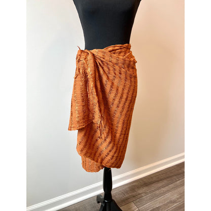 Savannah Morrow Sunset Sarong in Marigold One Size Striped Unlined Summer Beach