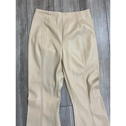 Free People We the Free Vegan Leather Pants in Beige Size 29 Wide Leg Pleated