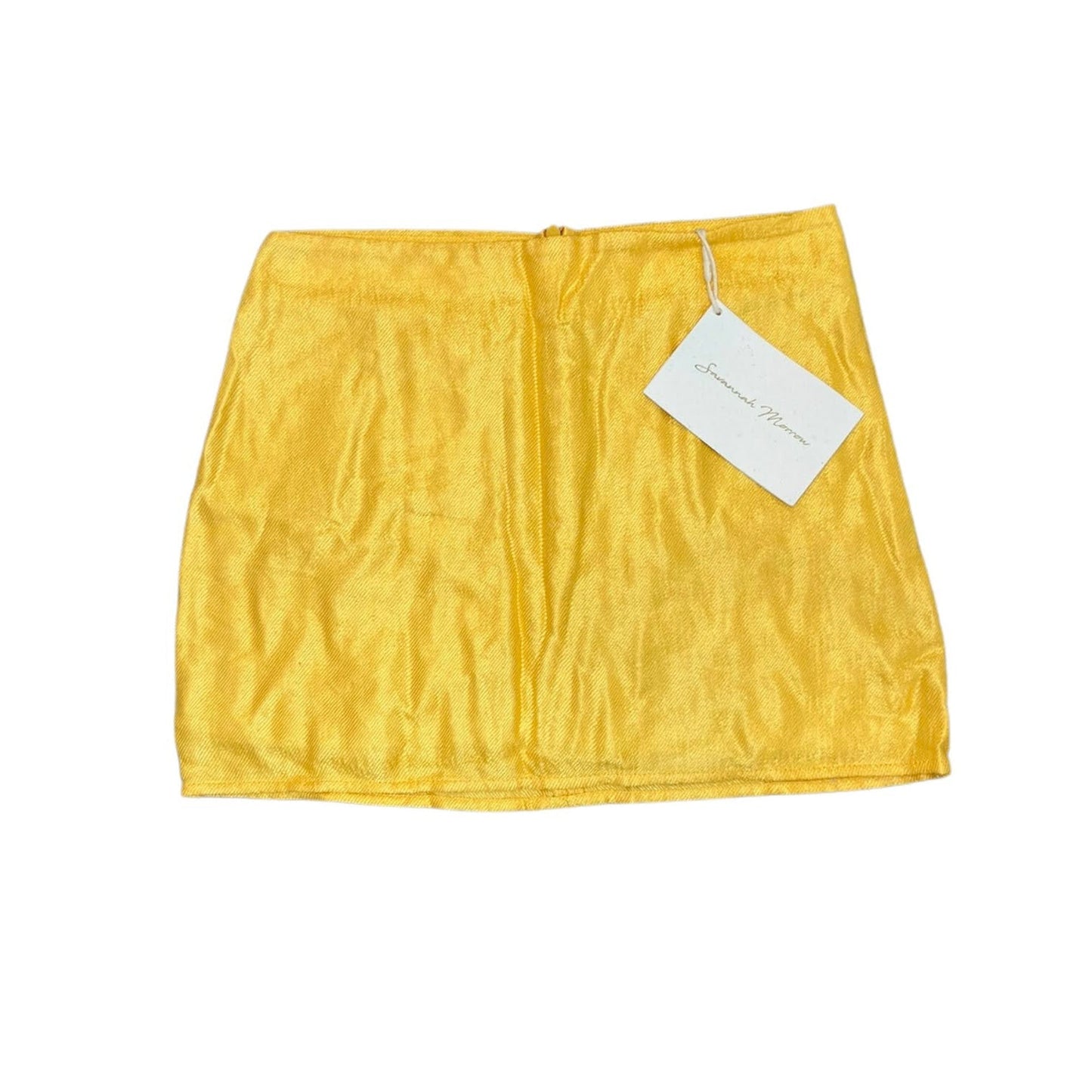 Savannah Morrow Alora Mini Skirt in Sunshine Yellow Small Satin Lined Party