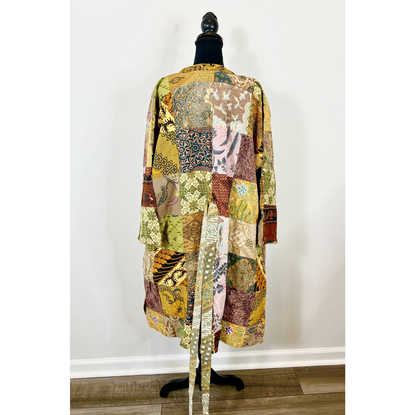 Jaded Gypsy Patchwork Kimono Duster Jacket One Size Floral Open Front Tie Waist