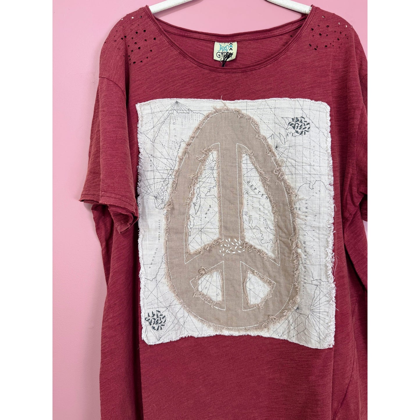 Jaded Gypsy Tattered Tee Red Size Small/Medium