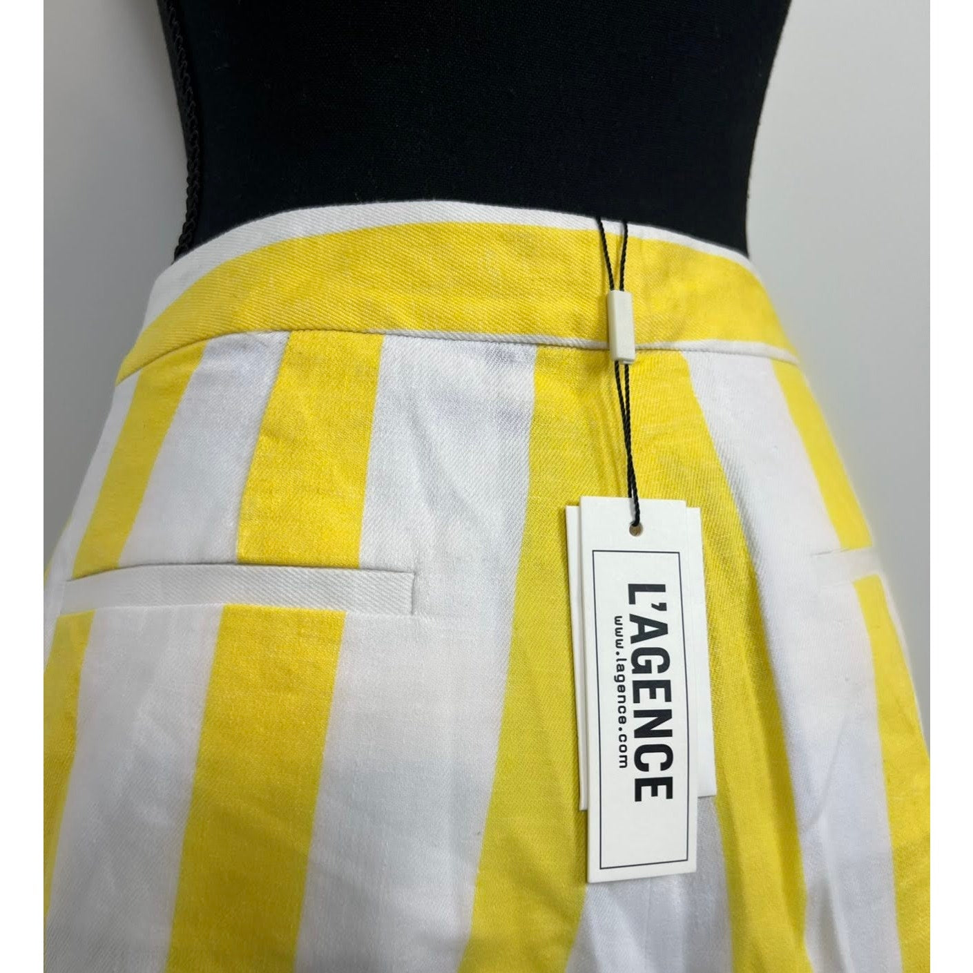 L'Agence Womens Vittoria Striped Pleated Shorts in Yellow Size 8 Zip Fly Lined