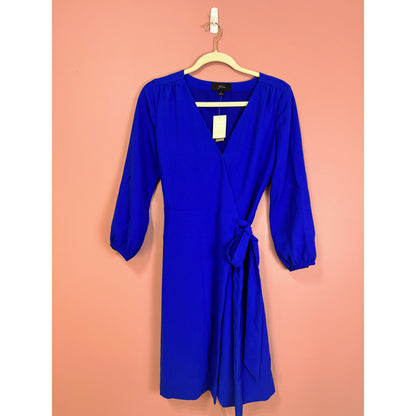 J.Crew Balloon Sleeve True Wrap Dress in Cobalt Blue Size 2