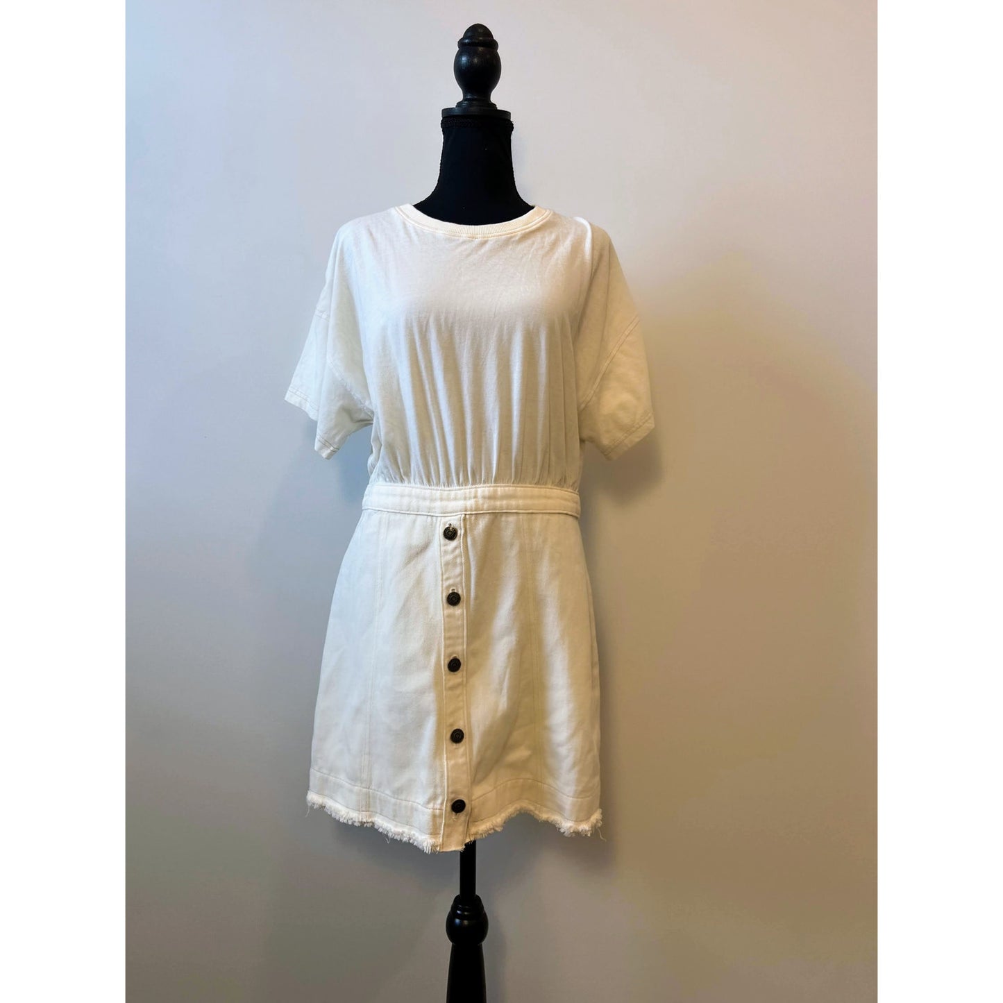 Pilcro Anthropologie Denim Skirt & Knit Tee Mini Dress in White Size 10 Cotton