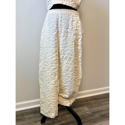 Free People Tulip Co-Ord Set in Ivory Ecru Check Gingham Gauze Large Textured