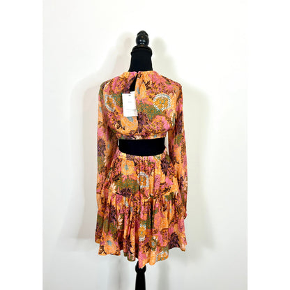 A.L.C. Izzy Mini Dress in Multicolor Size 4 Fit Flare Floral Cut Out Silk Party