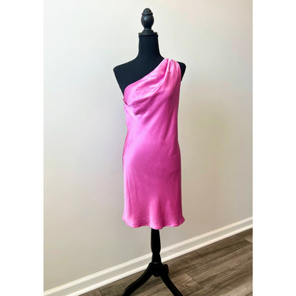 Cami NYC Agnes Mini Dress in Pansy Pink Medium One Shoulder Lined Silk Party