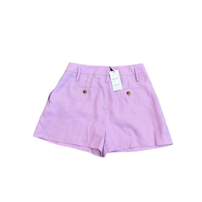 Reiss Hollie Pleated Shorts in Purple Size 10 Zip Fly Pockets Linen Blend