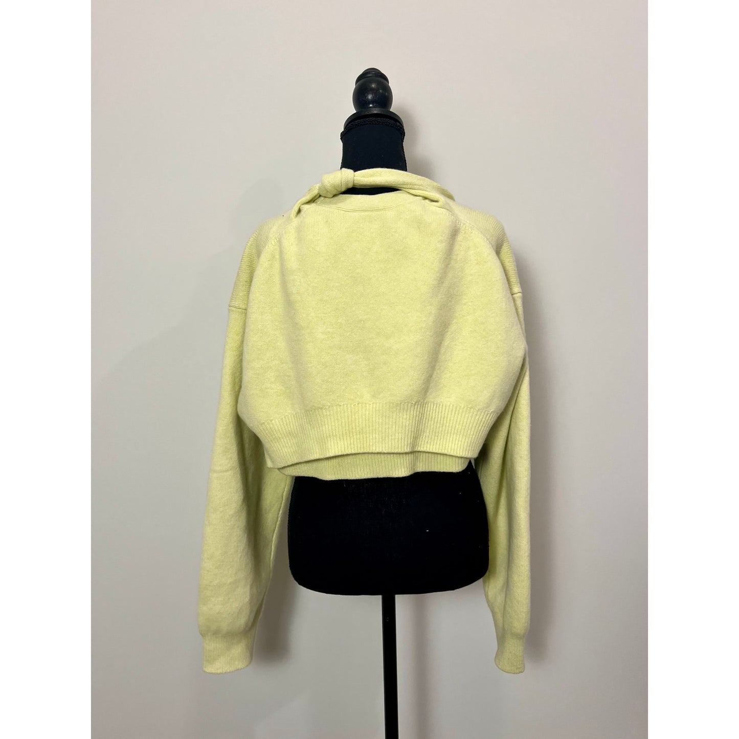 Alexander Wang Wool Cardigan in Green Small Knit Long Sleeve V-Neck Button Front