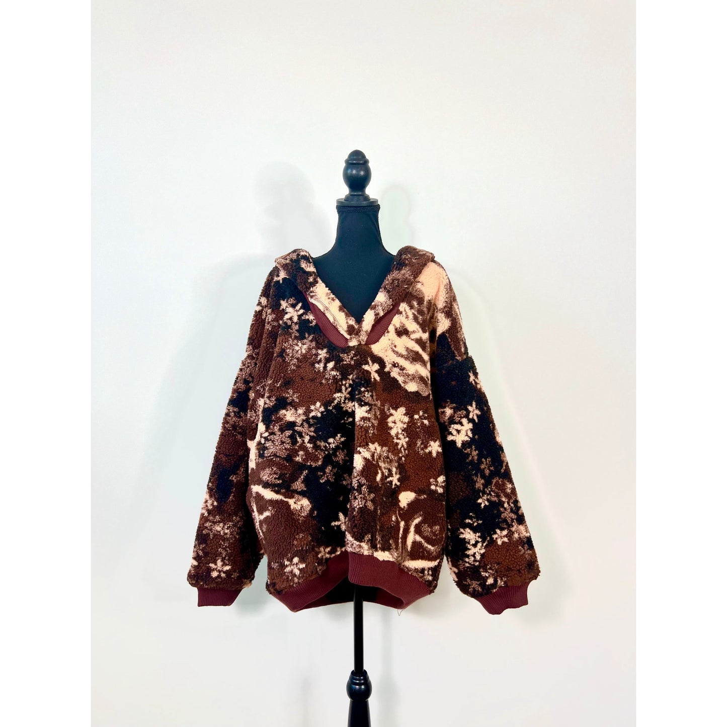 Free People Rosie Printed Fleece Jacket in Brown Size XL Sherpa Outdoor Winter