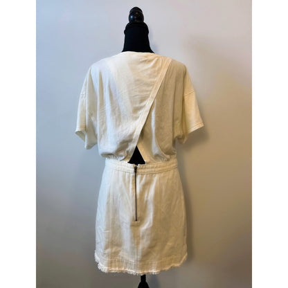 Pilcro Anthropologie Denim Skirt & Knit Tee Mini Dress in White Size 10 Cotton