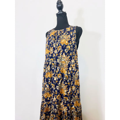 Sézane Robe Titania Maxi Dress in Doha Ochre Size 40 Floral Print Sleeveless