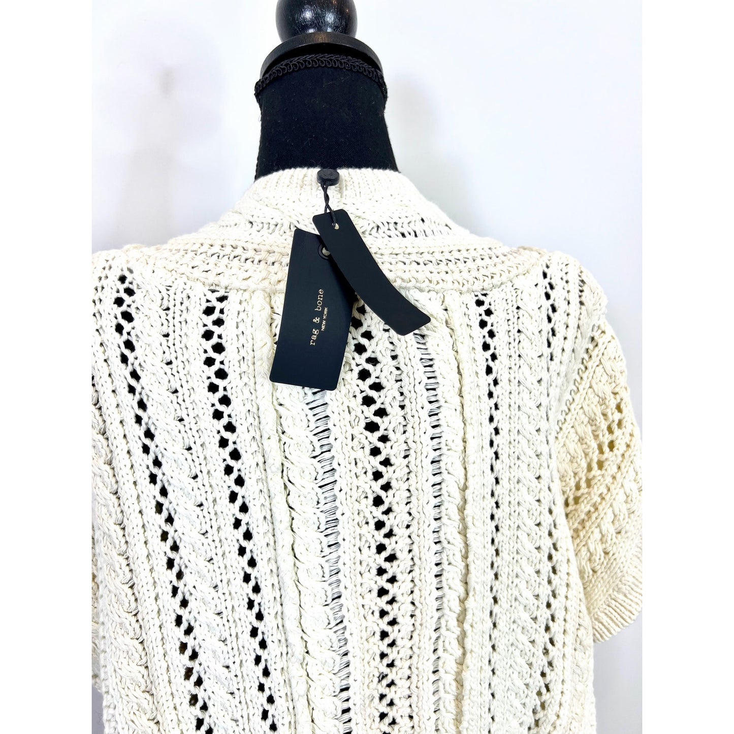 Rag & Bone Jolie Knit Sweater Vest in Cream Large Pullover Chunky Knit V-Neck