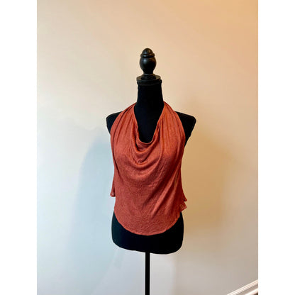 Savannah Morrow Lima Top in Paprika Size XL Backless Draped Halter Tie Neck