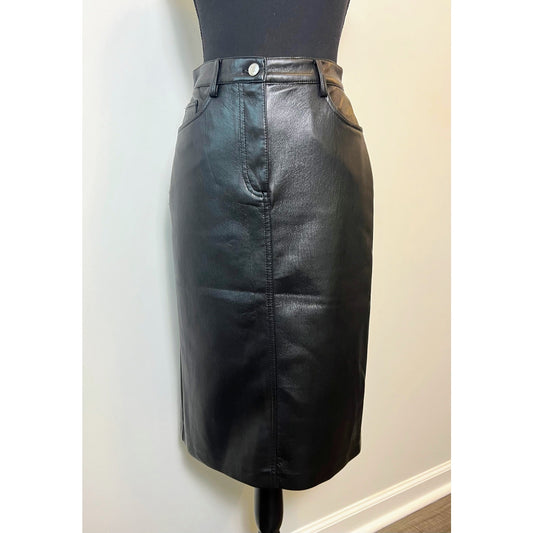 Aritzia Wilfred Idealize High-Rise Vegan Leather Maxi Skirt in Black Sz 2 Lined