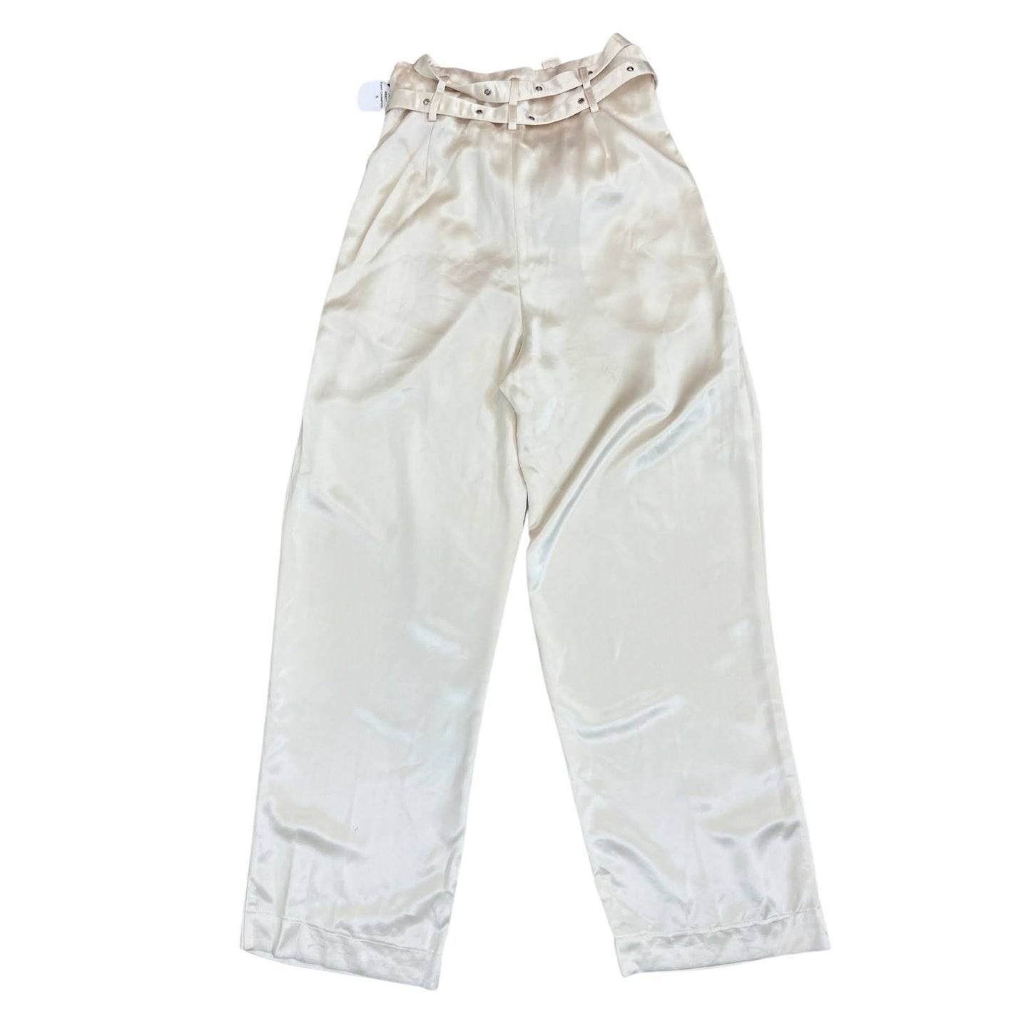 NONchalant Rhett Pants in Champagne Small Satin Straight Leg Zip Fly Pockets