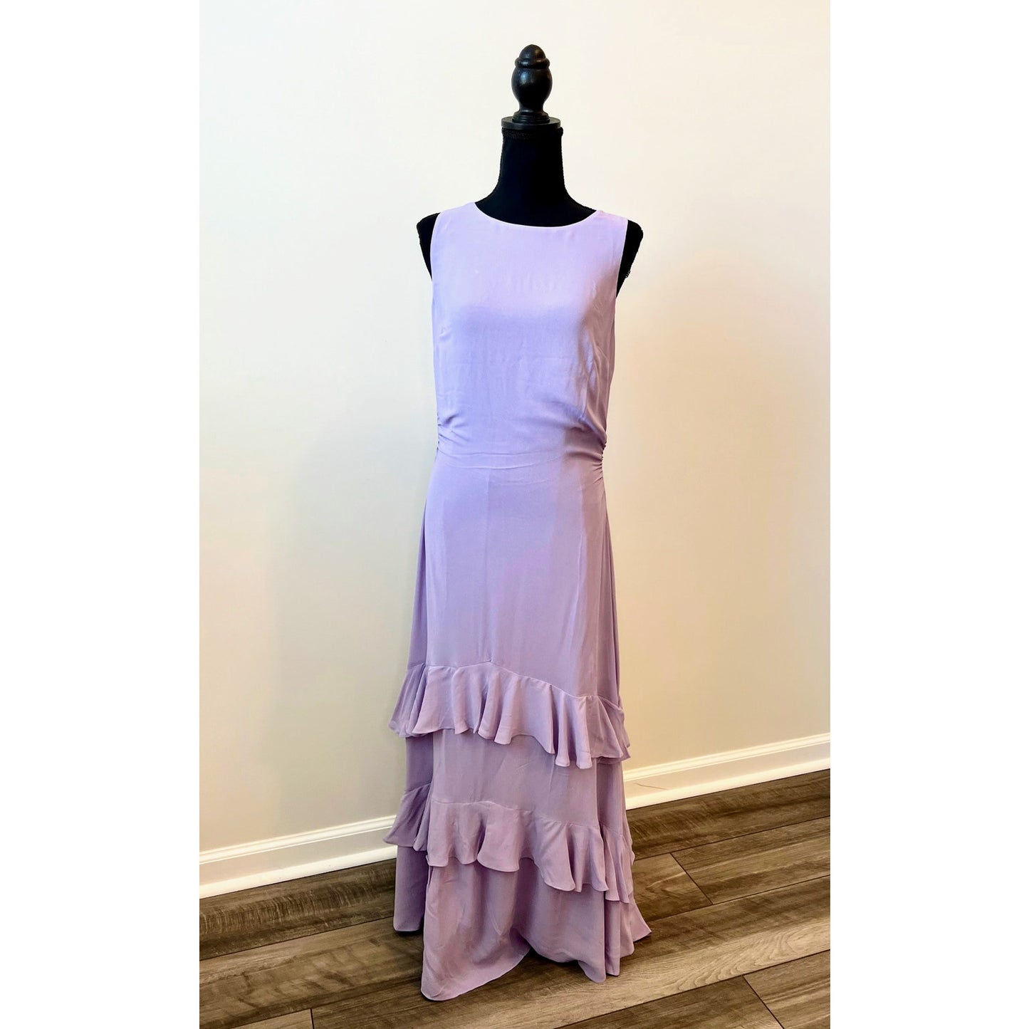 Reformation Magnus Maxi Dress in Aura Sleeveless Tiered Ruffle Ruched Lined