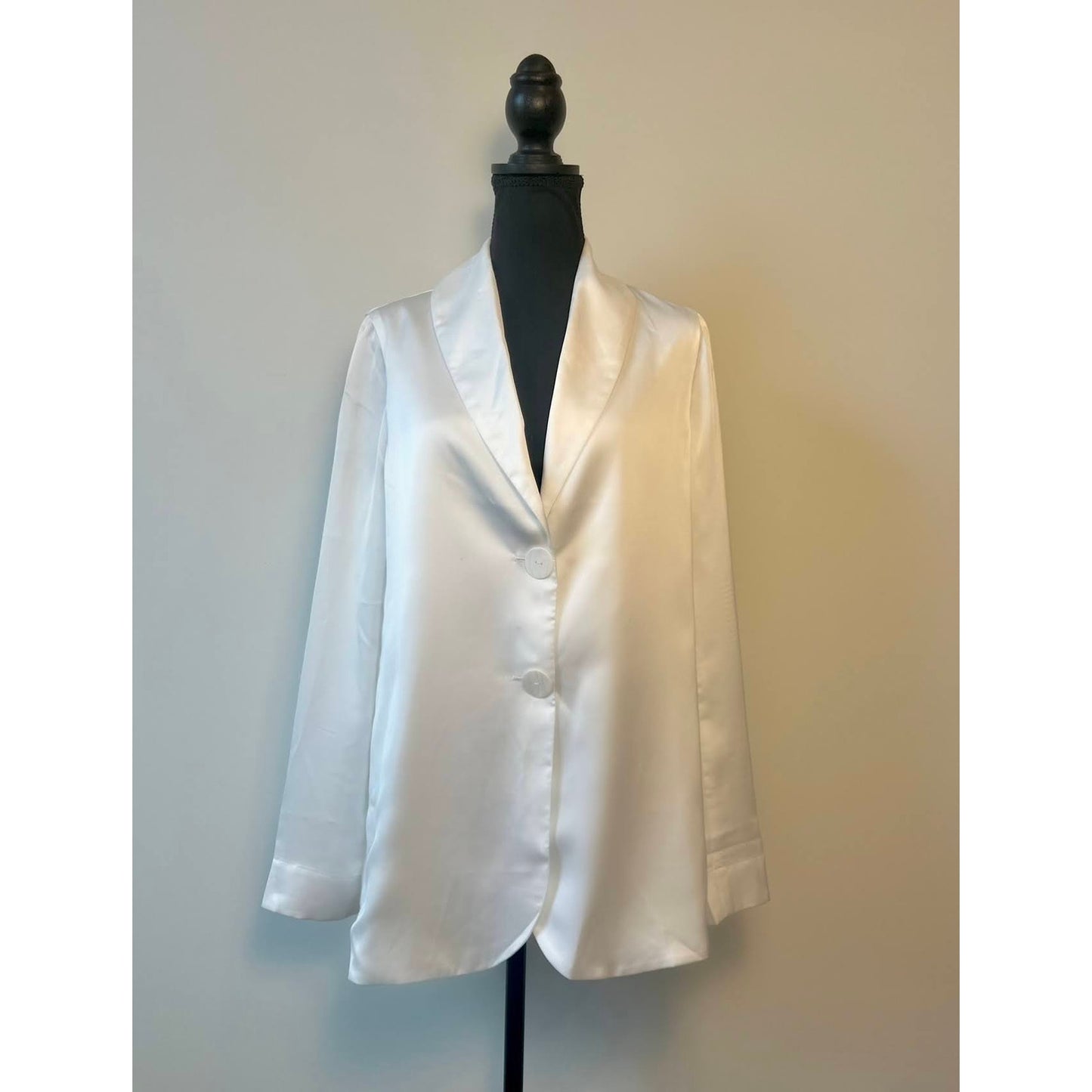 Show Me Your Mumu Felix Blazer Ivory Luxe Satin Small Long Sleeve Front Button