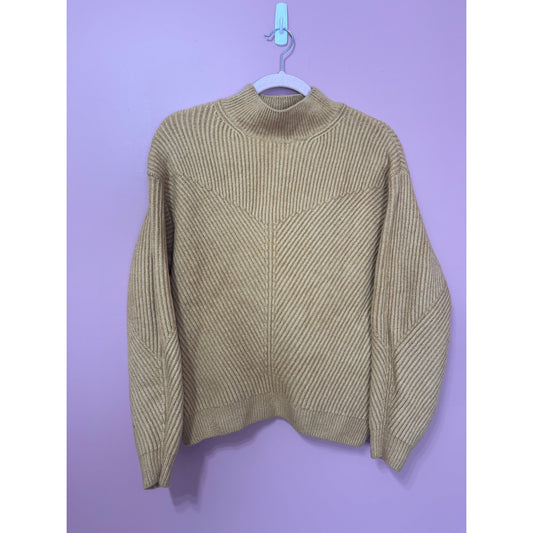 & Other Stories Brown Ribbed Mech Neck Wool-Blend Sweater Size Medium