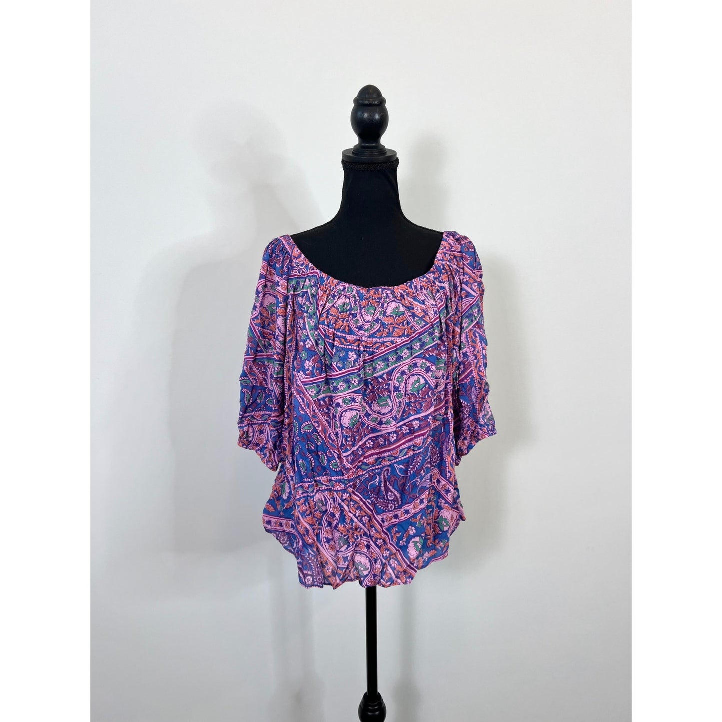 BA&SH Off the Shoulders Fenji Top in Multicolor Large Pullover Paisley Print