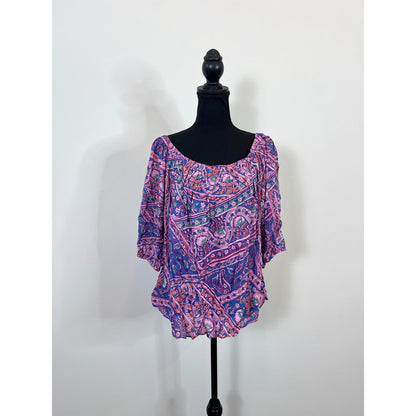 BA&SH Off the Shoulders Fenji Top in Multicolor Large Pullover Paisley Print