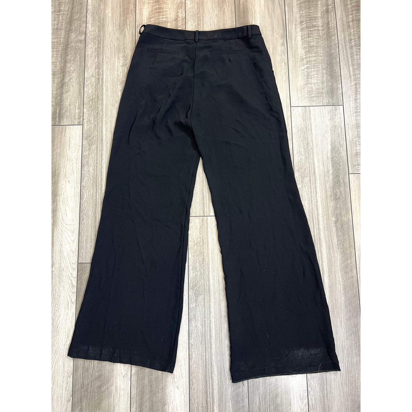 Amanda Uprichard Slater Dress Pants Black Large Zip Fly Lined Pockets Wide Leg