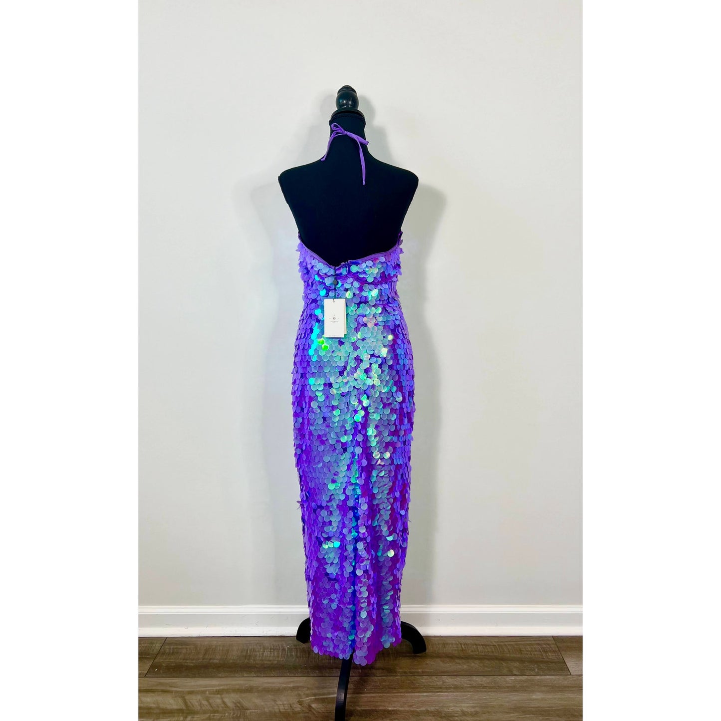 New Arrivals Blanca Es Paradis Dress Purple Sz 40/8 Maxi Halterneck Sequin Party