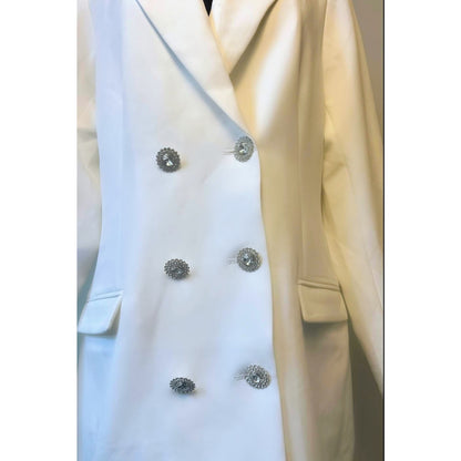 Show Me Your Mumu Save the Date Blazer Dress White Medium Double Breasted Lined